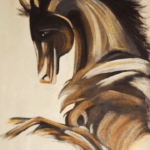 Abstract Horse. Ink and Soft Pastels on Canvas 24X36cm