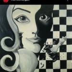 Battle Between Black and White, Mysterious Queen. Oil on Canvas 24X24