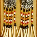 Handmade Beaded Quill Earrings. $62