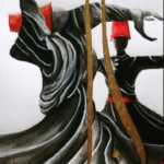 Whirling Darvish Painting. Acrylic on Canvas