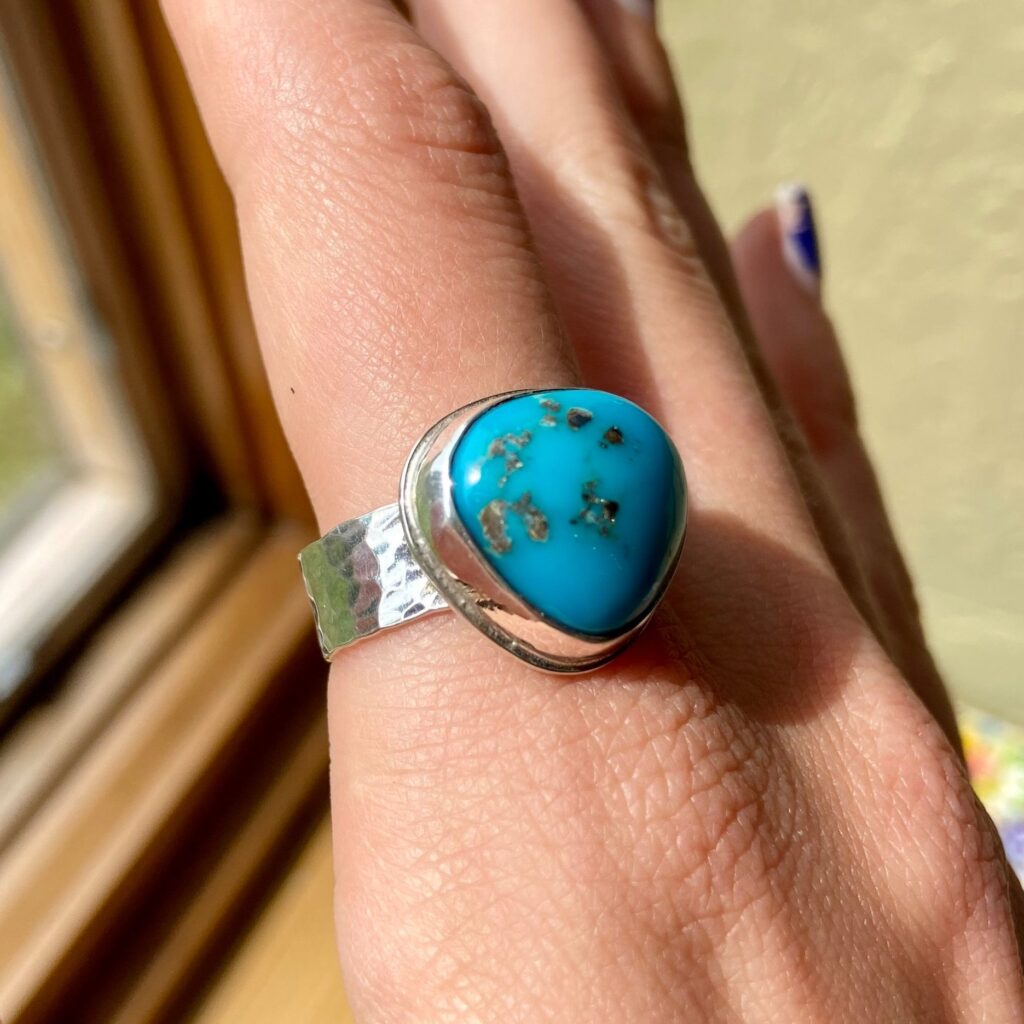 925 Silver Ring with Old Stock Turquoise
