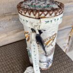 Autumn Beaded, Handwoven Birch Box Basket