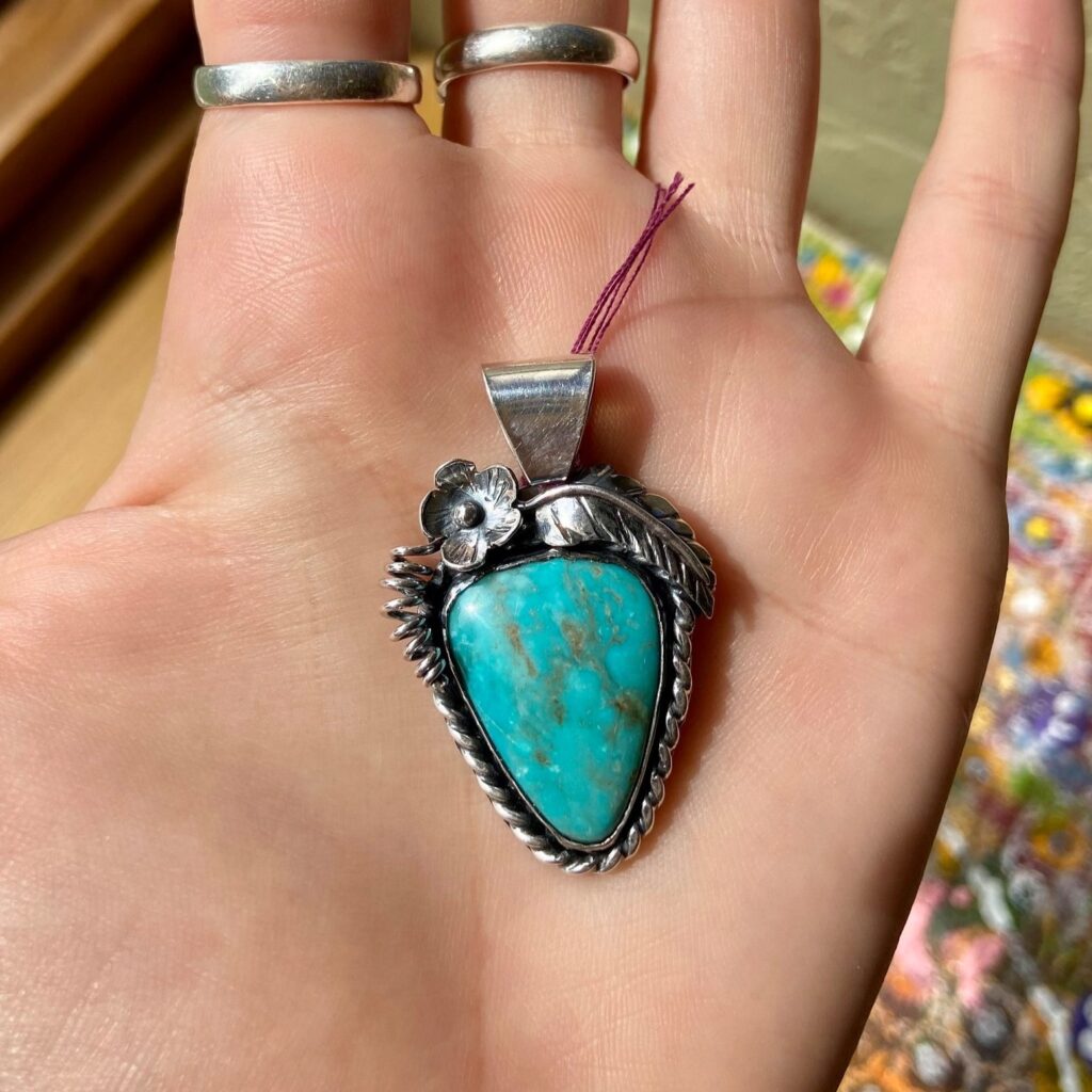925 Silver Pendant with Old Stock Turquoise